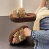 Retro one-pedal fluffy thick-soled slippers women's autumn and winter outer wear fashion slippers women's one-word drag