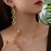 Cut-Out Clover Chain Vintage Bracelet Necklace Set Women'S Light Earrings Gold Set