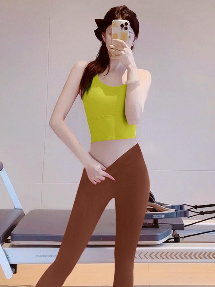 Women s Yoga Top 2026: Slimming, Brightening Vest with Chest Pads - New Style Sports Fitness Wear L (110-120 cm)