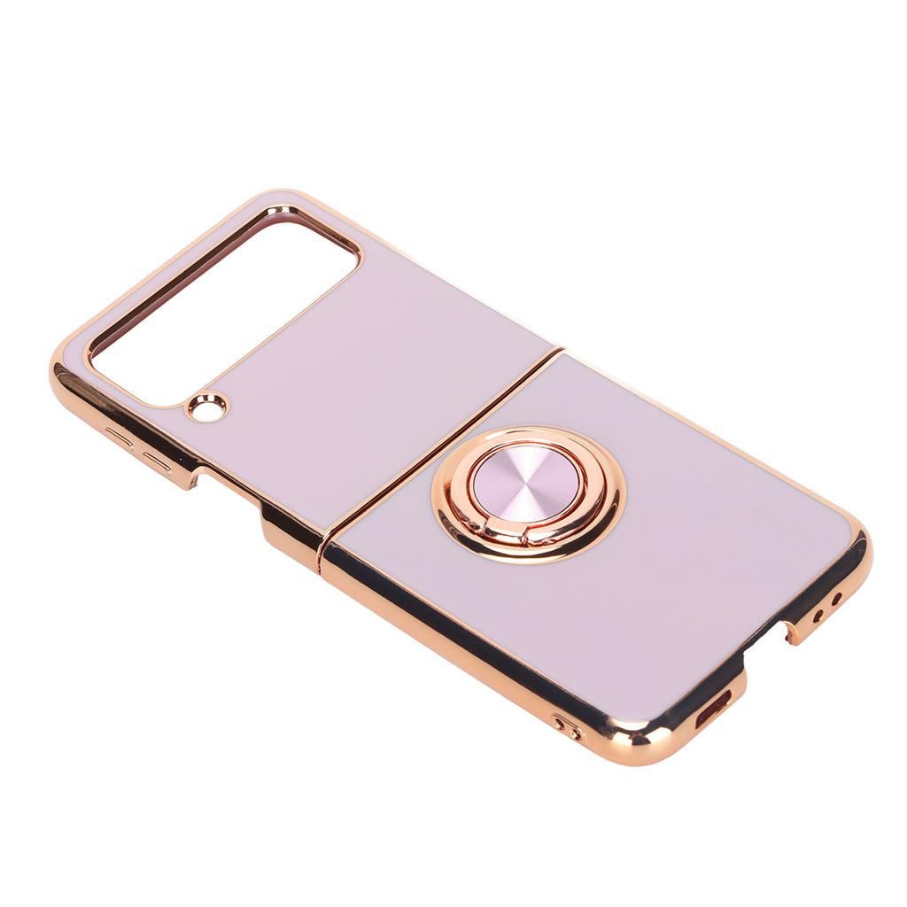 Smartphone Protective Case Car Magnetic Phone Cover with 360 Degree Rotation Finger Loop Stand for Z Flip 3 Light Purple