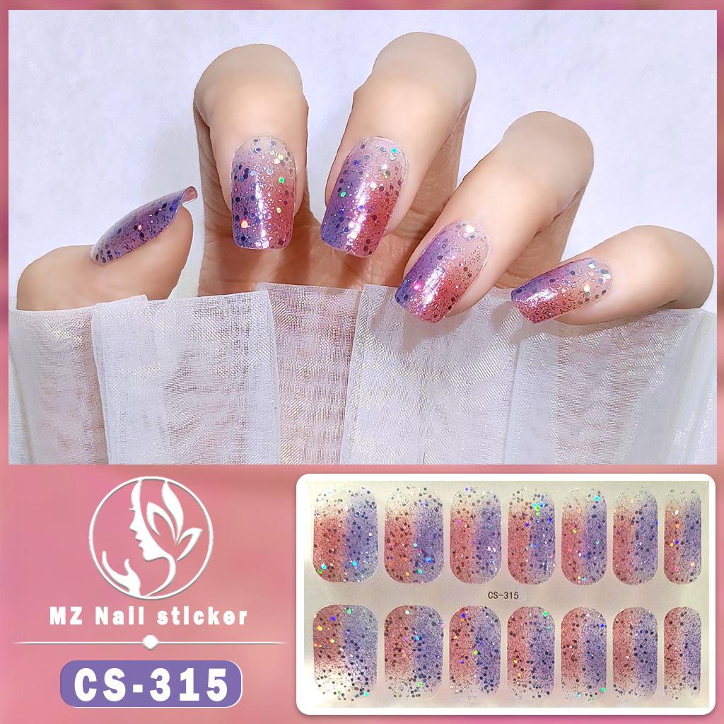 CS Waterproof No-Bake Gel Nail Polish: Full-Cover Korean-Style Multi-Color Glitter Nail Art Stickers