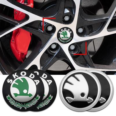 AAAJJ1 4Pcs 56mm Car Wheel Center Hub Caps Badge Sticker Decals Accessories For 3 2 VRS Vision Kodiaq Favorit Rapid Octavia A5 A7