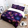 Neon Hand-Drawn Flower Pattern Print Bedding Set 1 Duvet Cover 2 Pillowcases For Adult And Children Luxury Gift Full Size