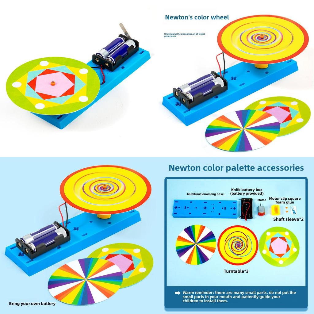 Expérience Scientifique Bricolage Roue Chromatique de Newton Persistance Visuelle Kit Scientifique Pour l'Éducation et les Enfants