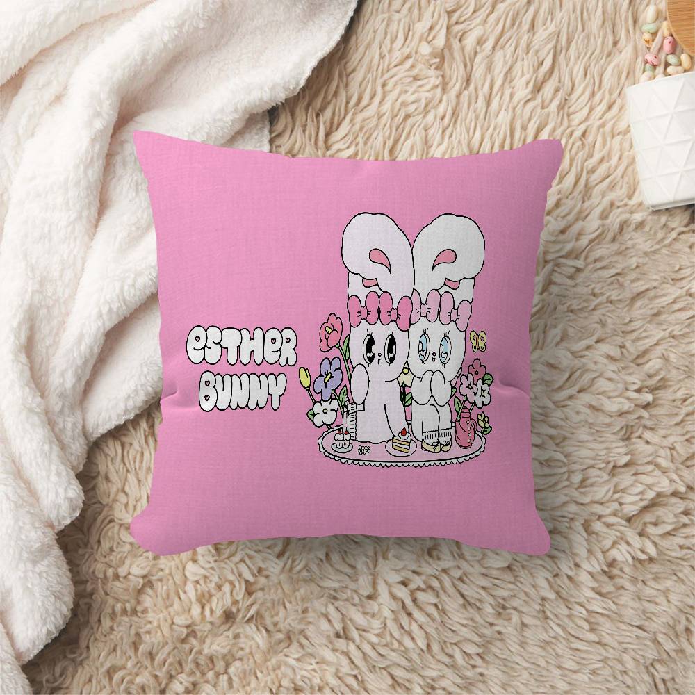 Esther-Bunny Room Maple Design Cushion Cover Happy Autumn Harvest Decor Holiday Decorati Pillow Cover