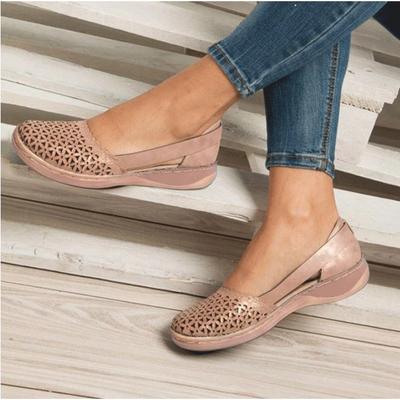 Chic Women's Round Toe Platform Wedges: Comfy, Breathable, Retro Hollow-Out Design for Easy-Wear Elegance