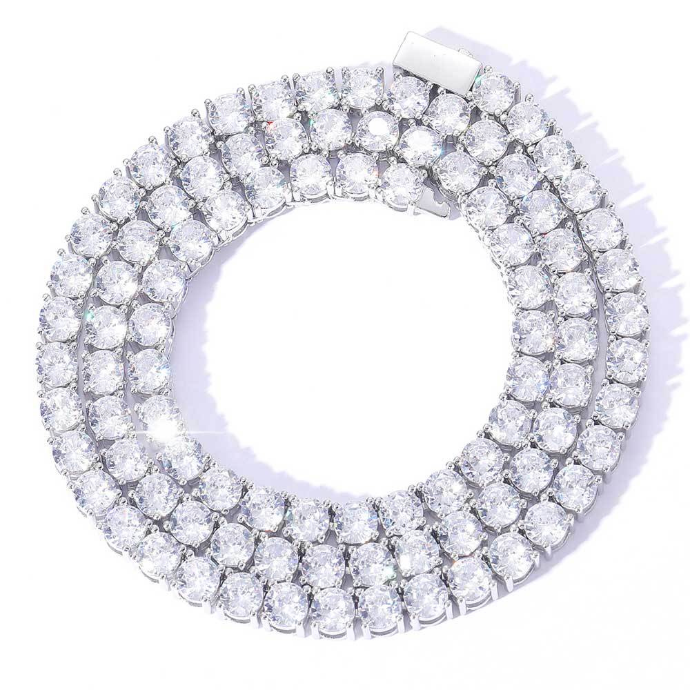New Accessories Spring Buckle Tennis Chain Zircon Necklace Hip Hop Jewelry Full Diamond Men's Necklace