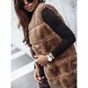 Women's Winter Autumn Long Faux Fur Vest Sleeveless Jacket Casual Outerwear For European American Style