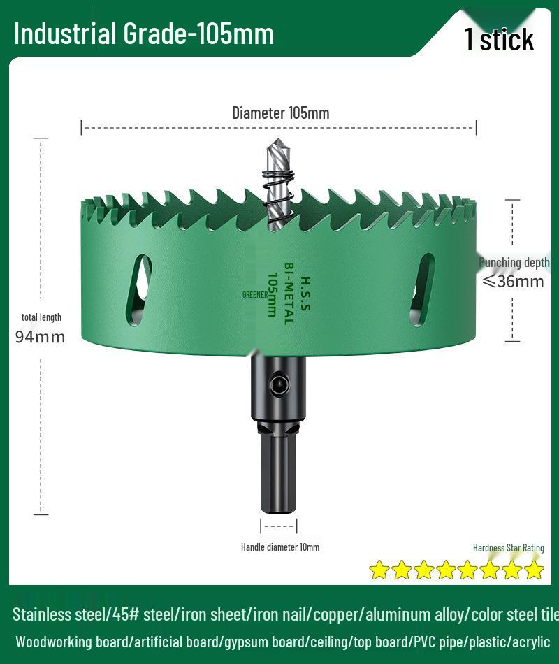 Green Forest Hole Saw Drill Bit for Metal, Wood, Plastic, and Gypsum Board