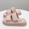 Leather Step On Shit Feeling Velcro Platform Bread Slippers Women's Wear 2025 Summer New Fashion Casual Beach Shoes