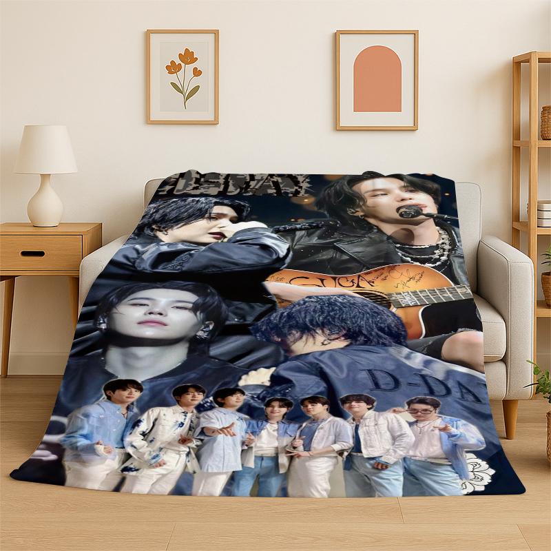 Kpop B-BTS SUGA Agust D Yoon Gi Flannel Blanket Soft Warm Throw Blanket for Bedroom Living Room Bed Travel Camping Picnic Gift