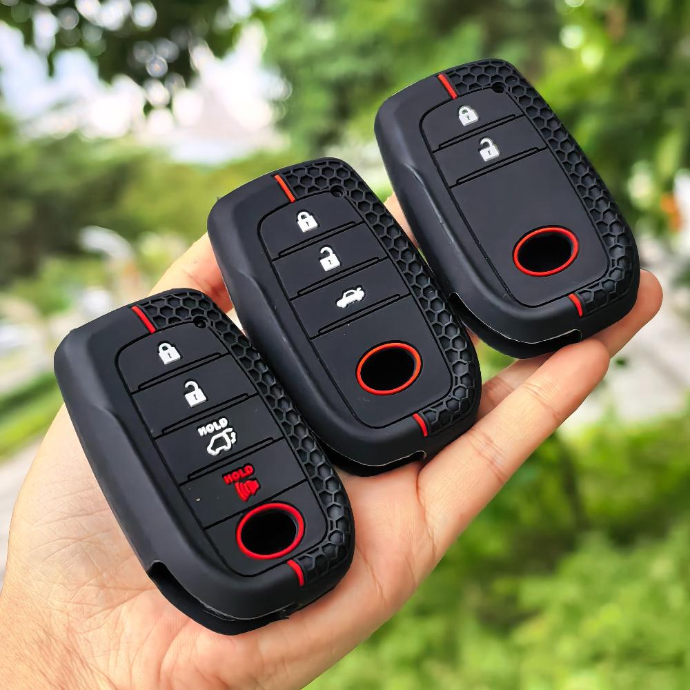 Silicone Car Key Case Cover For Toyota Land Cruiser 200 300 Prado Crown TLK 200 Yaris Cross Hilux Innova Fortuner Camry 55 Key