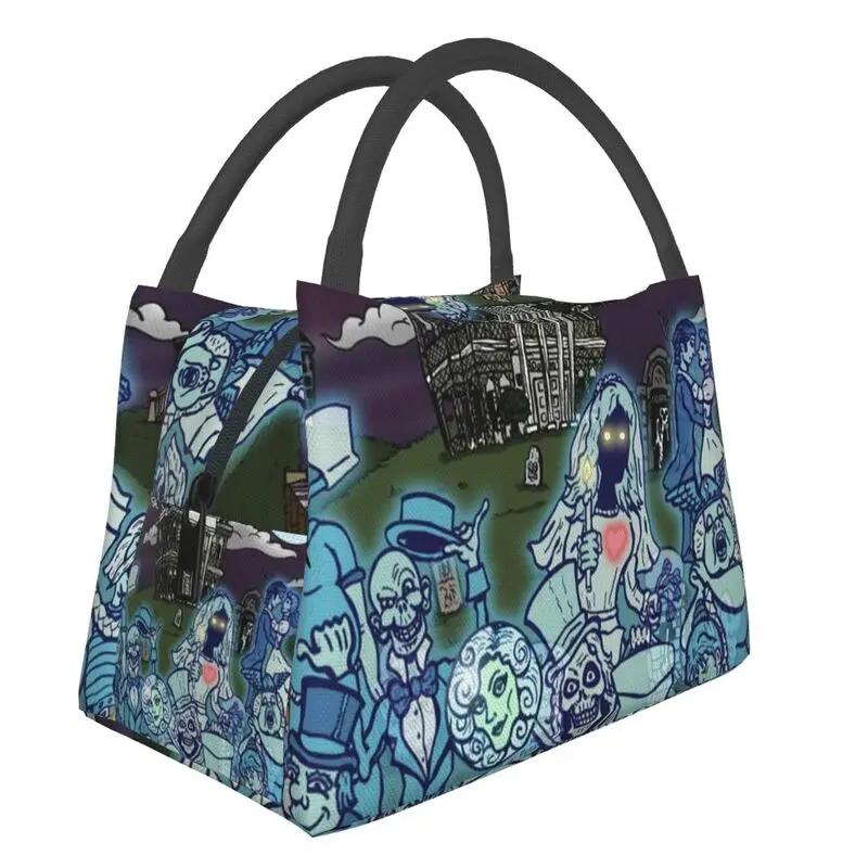 Happy Haunted Mansion Lunch Box for Women Halloween Cooler Thermal Food Insulated Lunch Bag Travel Work Pinic Container