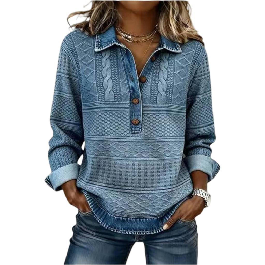 Women's Vintage Print Loose-fitting Long-sleeved Top