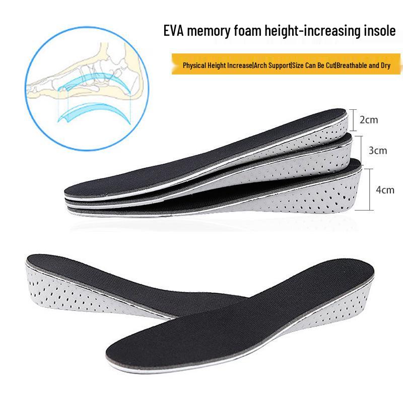 EVA Memory Foam Height-Increasing Insoles: Invisible, Comfortable, Full & Half Sizes for Men & Women