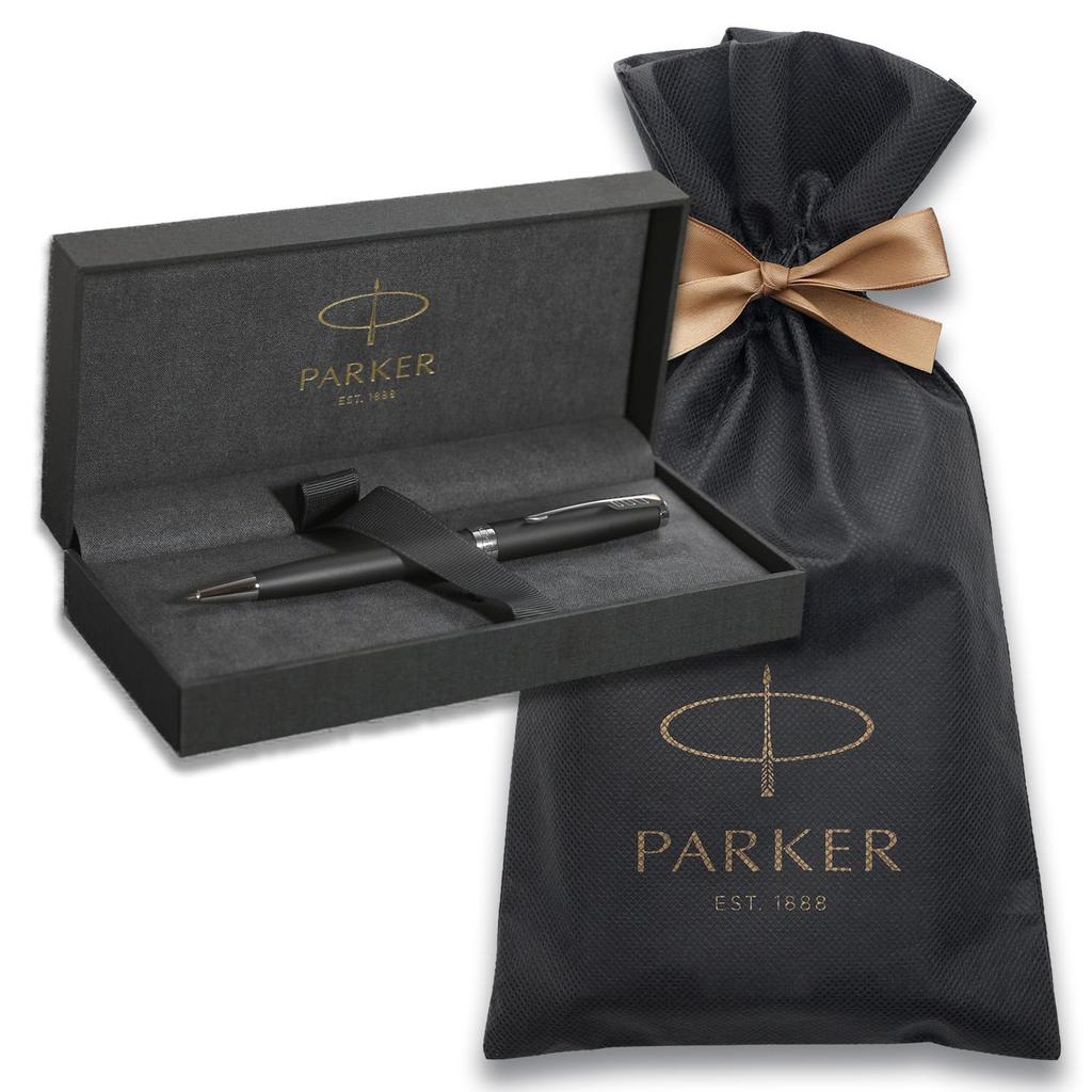 Parker Sonnet Ballpoint Matte Black Medium with Brand Logo Wrapping Bag and Gift Luxury Official 1950881 V3 Pen, CT, Nib, Oil-Based Ink, Box, Gift,