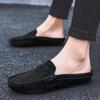 Fashion Suede Leather Male Muller Shoes Classic Breathable Men Slippers Simple Comfy Half Flats Lazy Shoes Soft Handmade Casual Footwear