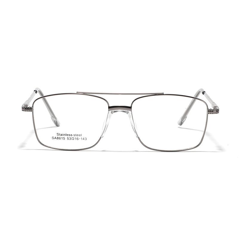 Glasses Double Beam Metal Frame Flat Mirrors Men'S Saddle Nose Pad Square Frame Plain Mirrors Women'S New Mirrors