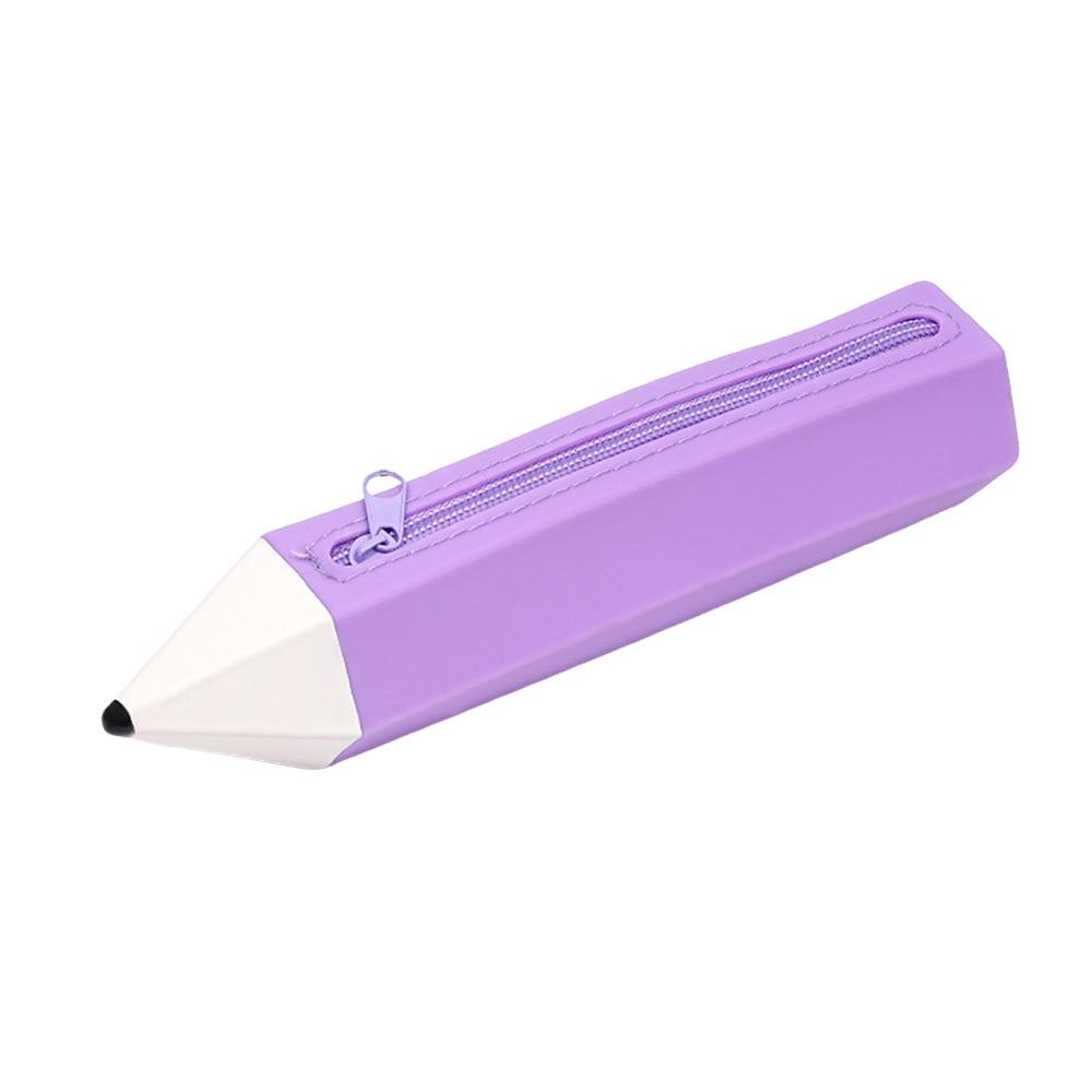 Pencil Shape Pen Bag Silicone Stationery Organizer Multi-functional Stationery Pouch  Gift