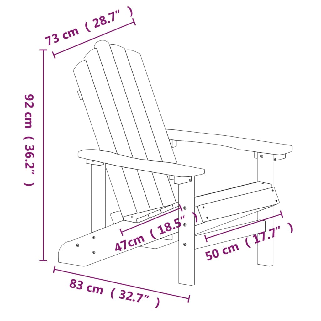 Vidaxl Adirondack Garden Chair, HDPE, Brown