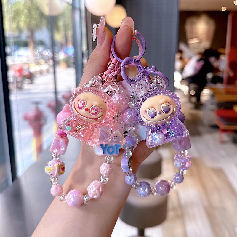 Oil Cartoon Labu Mobile Phone Case Bead Chain Beaded Keychain Doll Schoolbag Quicksand Bottle Small Pendant Gift Bubu