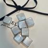 1Pc, Natural White Mother Of Pearl Diagonal Cube Bead 12×12mm Iridescent Seashell Square Charm For DIY Earring Pendant Necklace Jewelry Making
