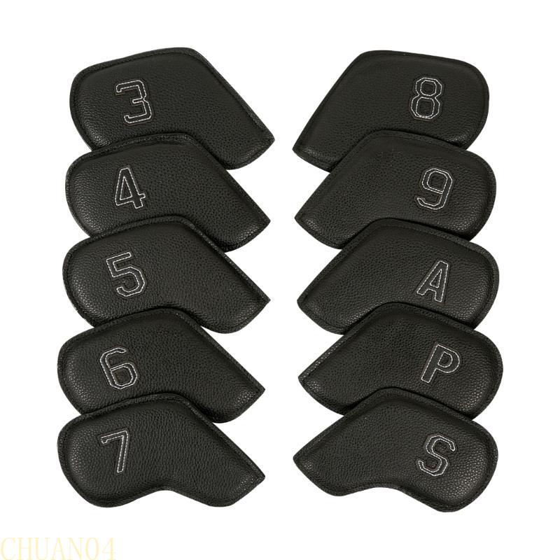 A1A2 10Pcs Wedges Iron Club Protective Headcover Putter Protector PU Leather Golfs Iron Club Head Cover Golfs Supplies чёрный