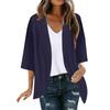 Veste Cardigan Décontractée Mode Femme à Manches Sept Partagées Couleur Unie