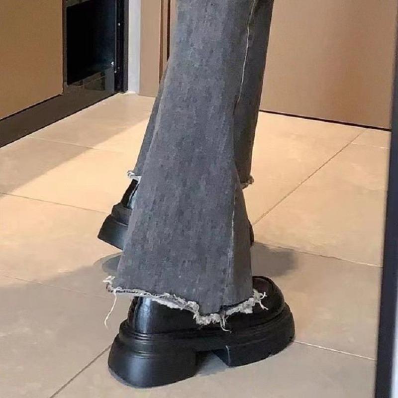 Brown velvet small leather shoes women's winter new retro soft leather versatile women's shoes