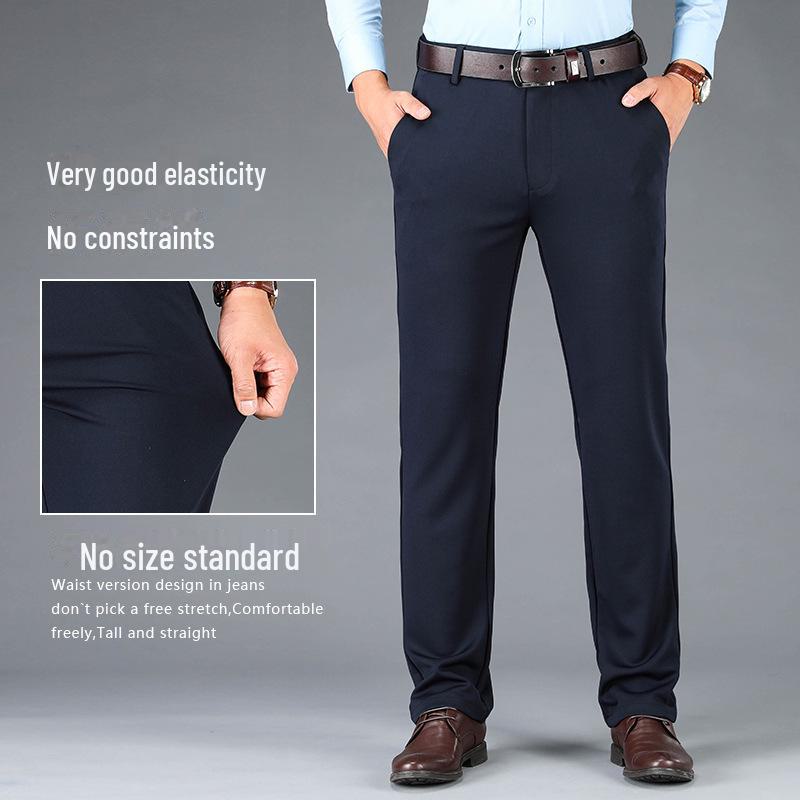 Pánské elastické pletené ležérní kalhoty s rovnými nohavicemi na jaro, podzim a zimu