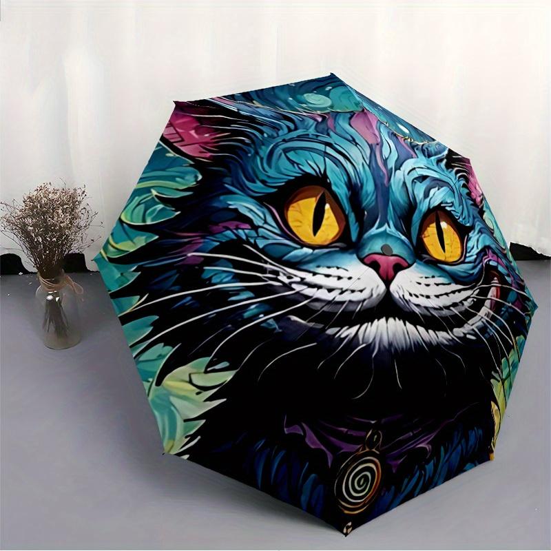 1pc Whimsical Feline Automatic Open 8-Rib Windproof Umbrella, Travel & Commuting, Suitable for All Seasons