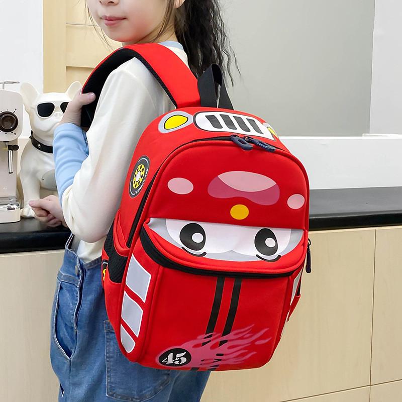 Cartoon Car School Bag With Air Cushion Straps For Preschool Boys And Girls