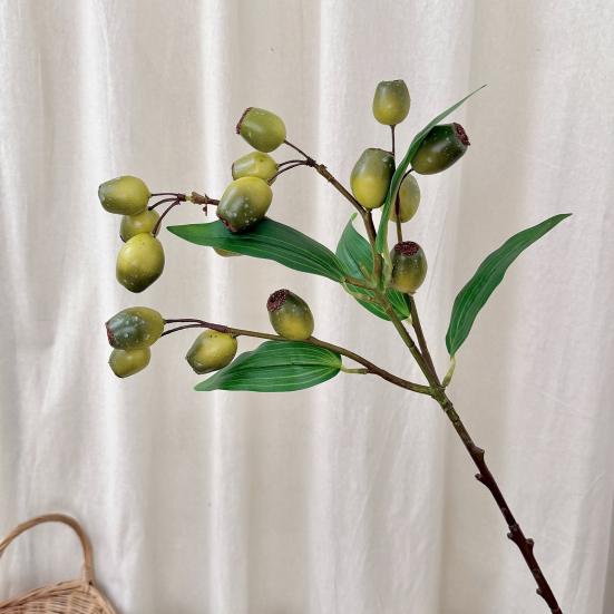 Artificial Fruits Branch for Vase, Realistic Simulation Fake Berries Stem with Leaves for Home Kitchen, Wedding, Party Decoration