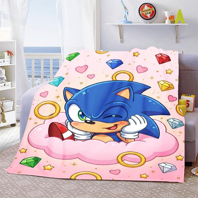 Sonic Anime Flannel Blanket Soft Cozy Warm Throw Lightweight Blanket for Bed Sofa Home -QJY