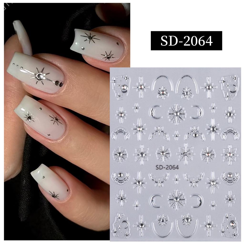 5D Relief Ins Wind Nail Art Sticker Premium Light Luxury With Diamond Bronzing Nail Sticker