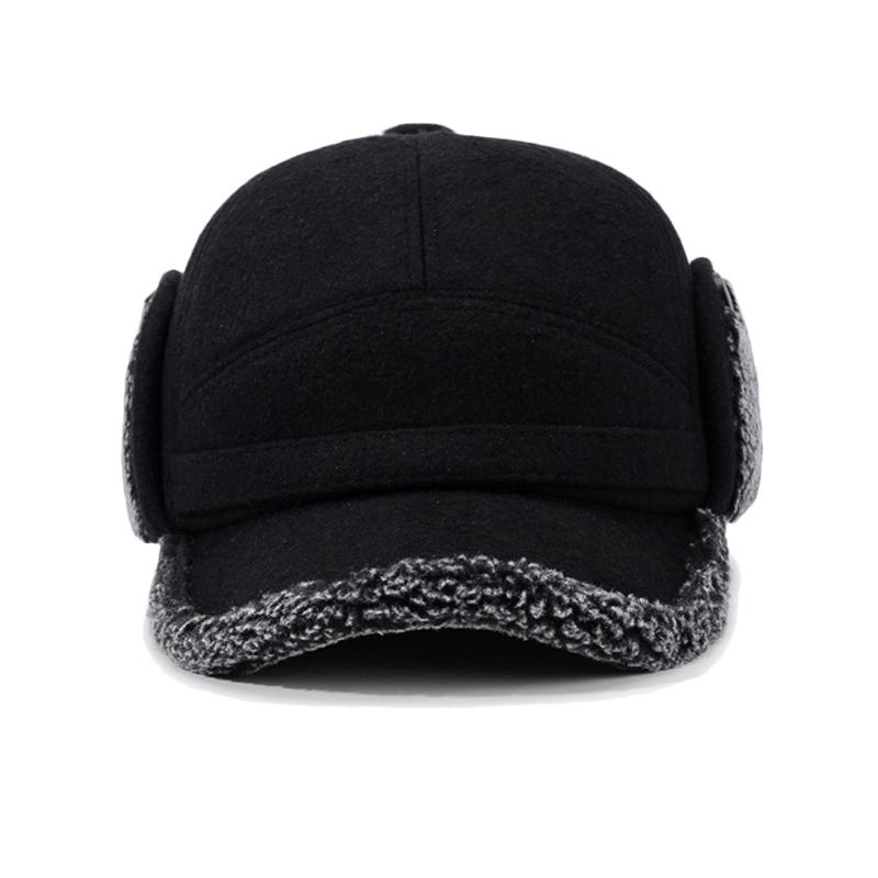 Autumn Winter Warm Bomber Hat Men's Outdoor Thick Baseball Cap Middle-Aged and Elderly Velvet Hat Ear Protection Hat
