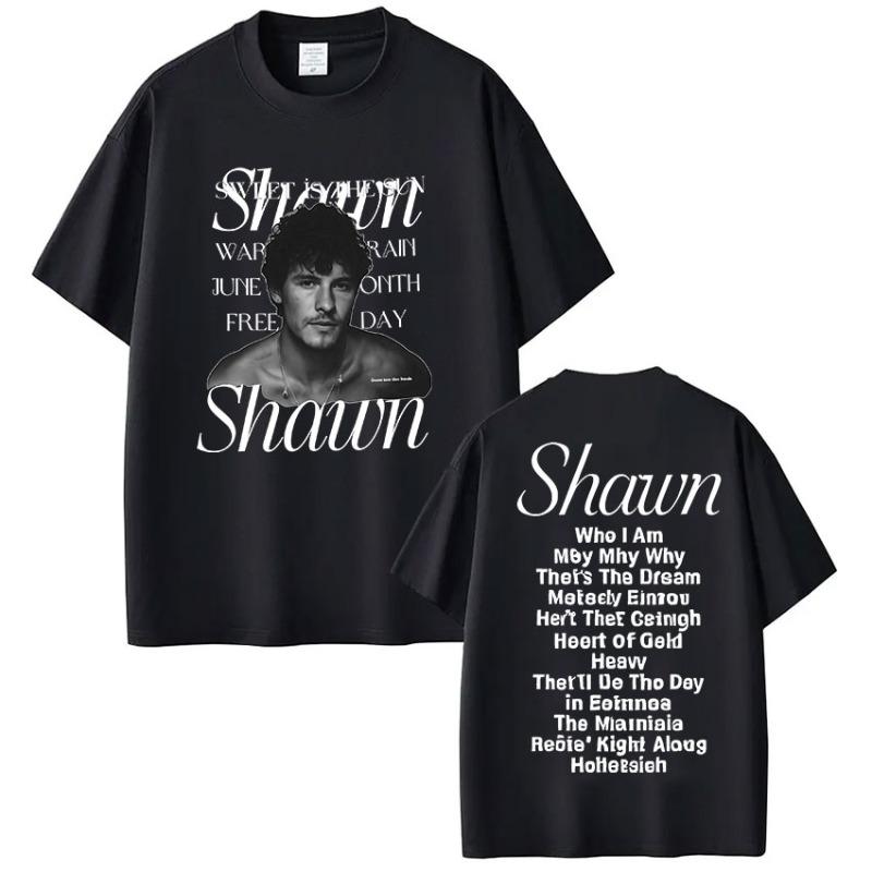 Rapper zpěvák Shawn Mendes na The Road Again Tour 2025 Album Merch Tričko Pánská Móda Oversized Krátký Rukáv Tričko Streetwear