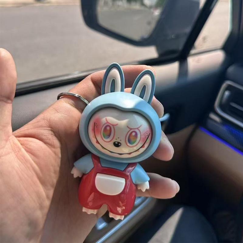 Labubu Nezha Face-Changing Plush Doll Keychain - Trendy Play Emoticon Pack, Hot-Selling Toy Pendant