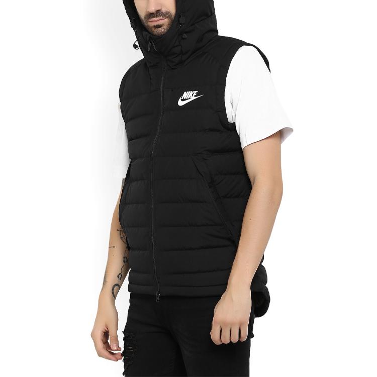 Nike Down-Filled Casual Sport Hooded Vest Men Outerwear Black 806865-012