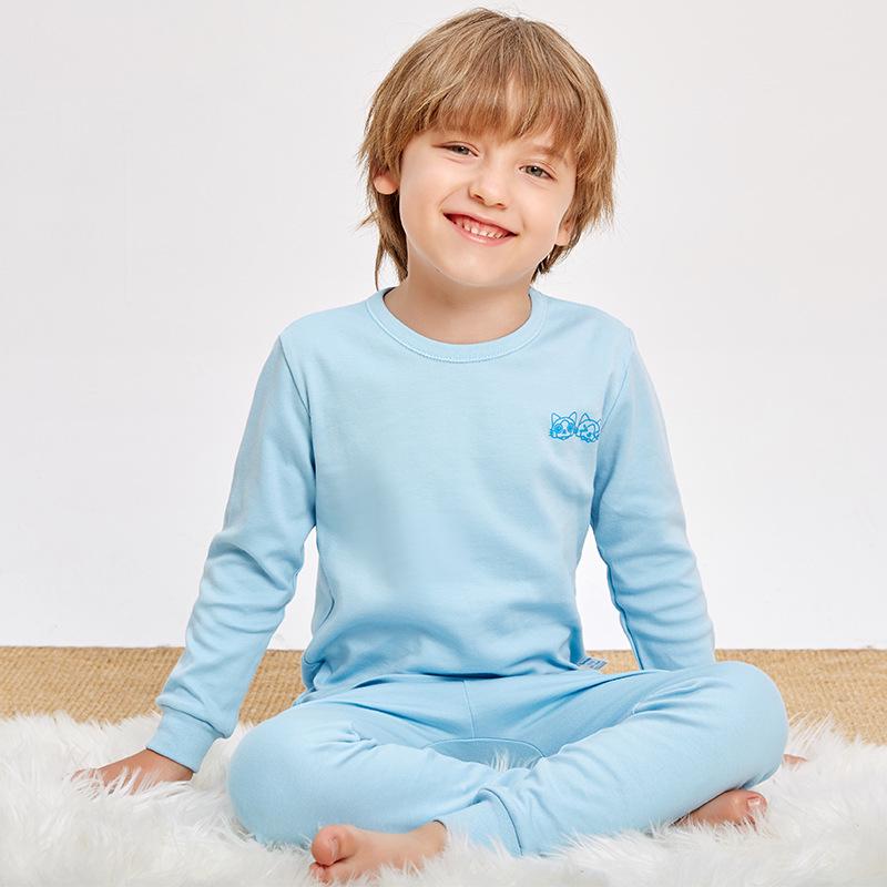 Kids' Pure Cotton Autumn Clothing Set: Warm Underwear, Base Layer Pajamas, and Knitwear for Boys and Girls
