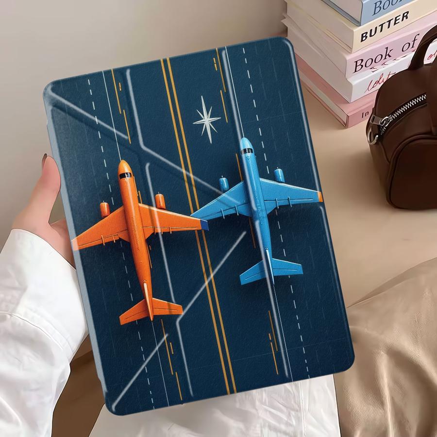 Dual Plane Aircraft Runway Tablet Case For iPad Pro 11th 10th 9th 8th 7th 12.9inch Mini 6 7 Pro 2025 Air 4 5 M3 M2 1 2 M4 11inch
