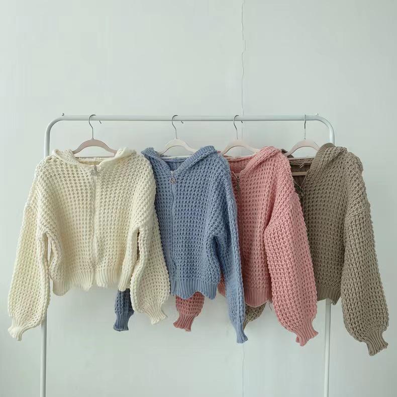 Autumn/Winter 2025 Chunky Knit Hooded Cardigan - Lazy Style Women's Loose Turn-Down Collar Sweater