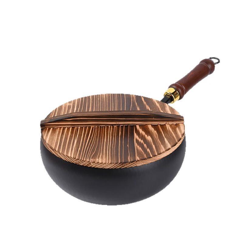 Traditional Wrought Iron Flat-Bottom Wok
