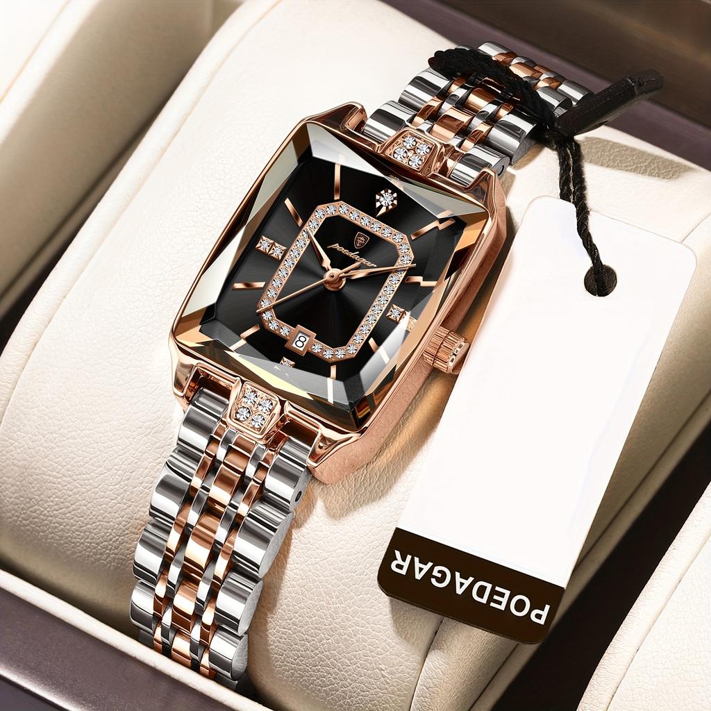 Luminous Calendar Stainless Steel Ultra-Thin Square Watch Fashion Trend Leisure Easy Korean Luxury Ladies Quartz Wristwatch