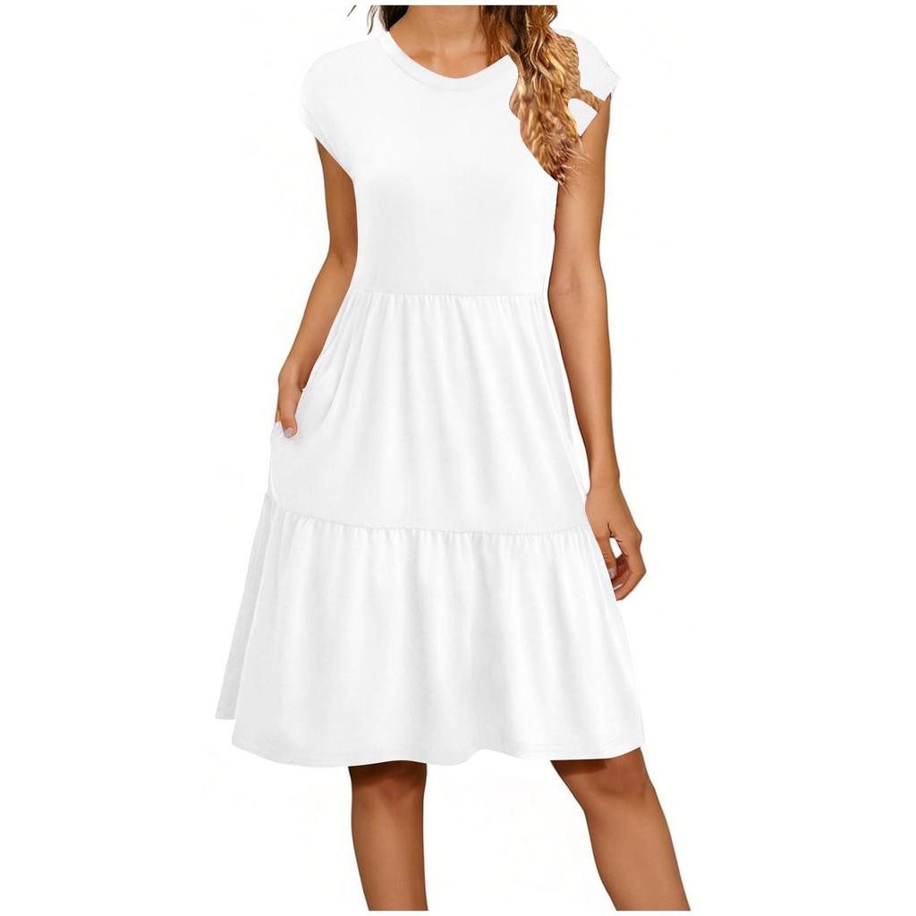 Women's Summer Fashion Sleeveless Round Neck Loose Patchwork Casual Dress