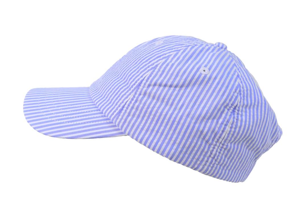 (POLO Ralph Lauren) POLO Ralph Lauren Bărbați Femei Seersucker Dungi Punct Unic Ponei Semnătură Șapcă Pălărie 01080216 ALBASTRU [Folosit]