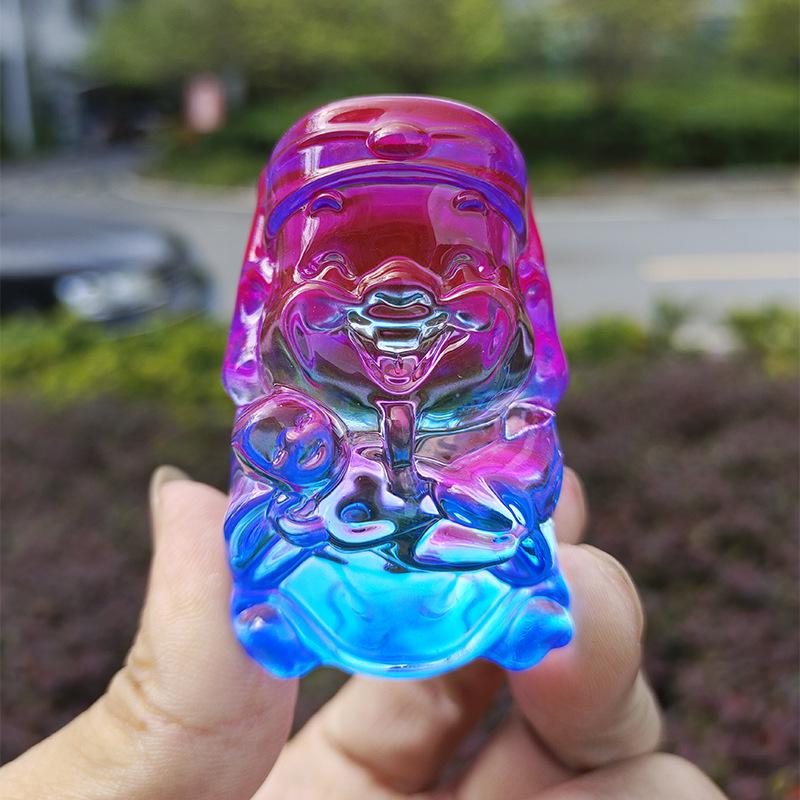 Crystal Glass God of Wealth Ornament: Home & Wedding Decoration Gift