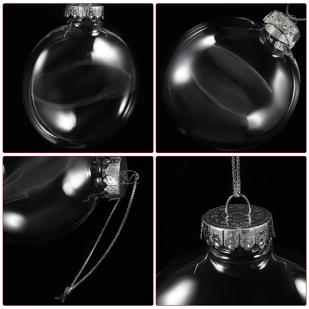 6pcs Christmas Flat Ball Decor Fillable Transparent Pet Plastic Diy Hanging Ornament For Party Wedding Candy Decoration