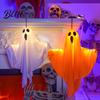 Decoração Assustadora Amigável para Crianças Festa de Halloween Fantasma Pendurado Decoração Externa Branco Voando com Luz LED Conjunto para Casa Assombrada Cena de Cemitério