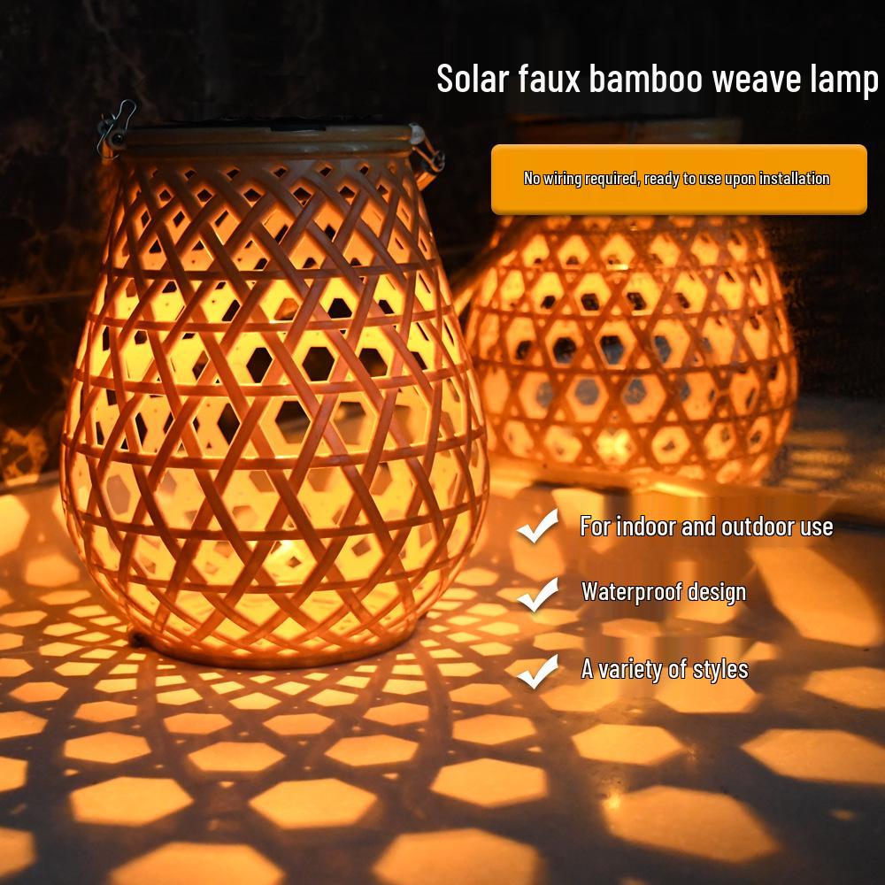 Waterproof Solar USB-Charging Red Bamboo Lantern for Outdoor Wedding Décor